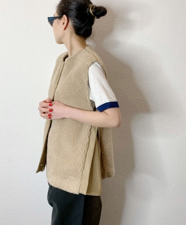 Beige A Shape Fleece Vest #241222